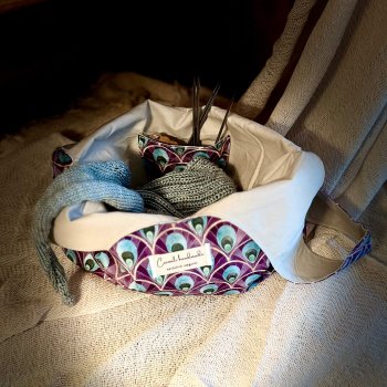 Preview: Japanische Knotentasche | Baumwolle | Pfauenfeder | Innenansicht