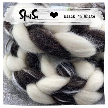 ShetSi Black n White | Schurwolle-Seide-Mix | Schwarz  & Weiß