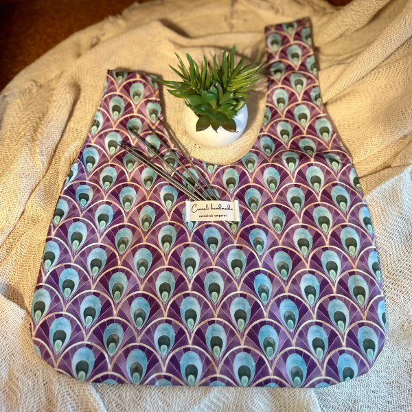 Japanische Knotentasche | Baumwolle | Pfauenfeder