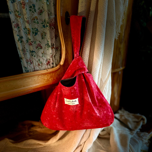 Japanische Knotentasche | Baumwolle | Rubinblüte | Außenansicht