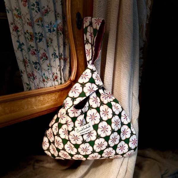 Japanische Knotentasche | Baumwolle |  Vintage Garden | Außenansicht