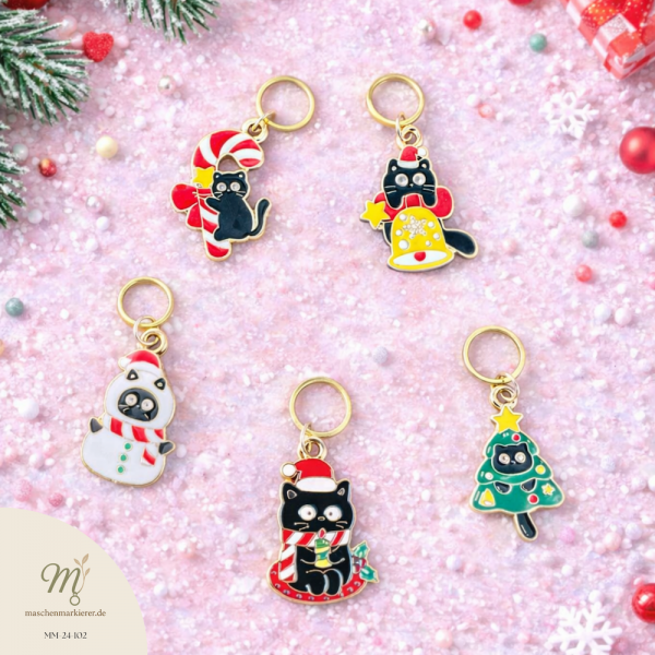 XMAS Cat | Maschenmarkierer | handmade